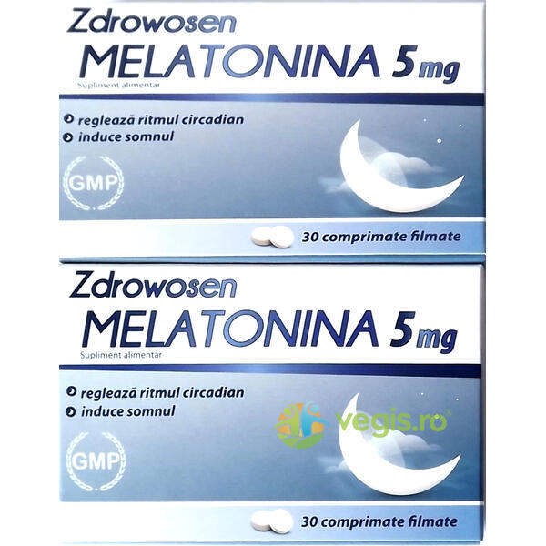 Pachet Melatonina Zdrowosen 5mg 30cpr 1+1 GRATIS, ZDROVIT, Remedii Capsule, Comprimate, 1, Vegis.ro