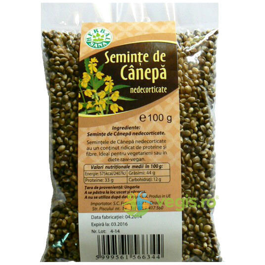 Seminte De Canepa Nedecorticate 100g, HERBAVIT, Produse Vegane, 1, Vegis.ro