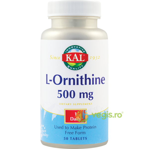 L-Ornithine 500mg 50TB Secom,, KAL, Detoxifiere, 1, Vegis.ro
