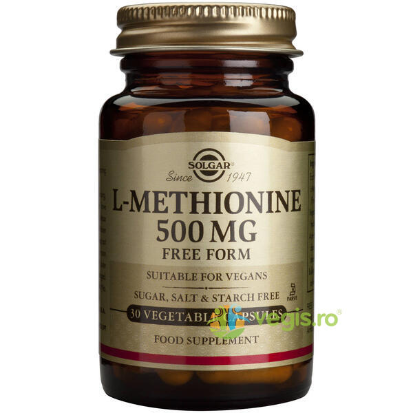 L-Methionine (L-metionina) 500mg 30cps, SOLGAR, Remedii Capsule, Comprimate, 1, Vegis.ro