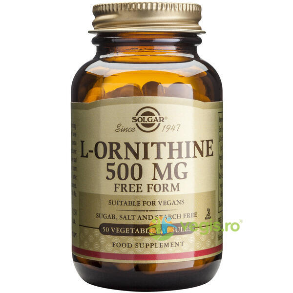 L-Ornithine 500mg 50cps (L-ornitina), SOLGAR, Remedii Capsule, Comprimate, 1, Vegis.ro