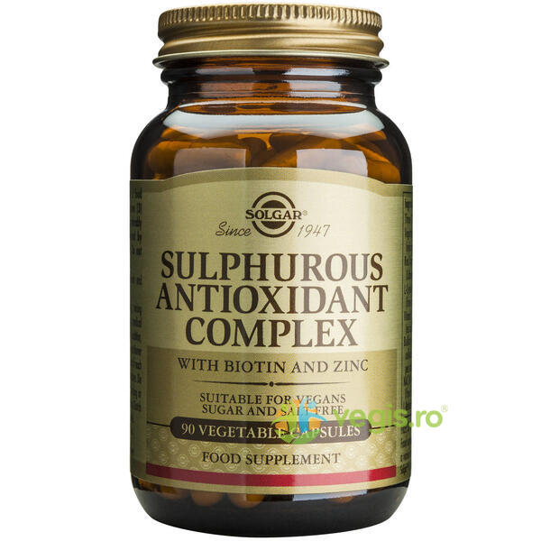 Sulphurous Antioxidant Complex 90cps (Complex antioxidant sulfuros cu biotina si zinc) -, SOLGAR, Remedii Capsule, Comprimate, 1, Vegis.ro