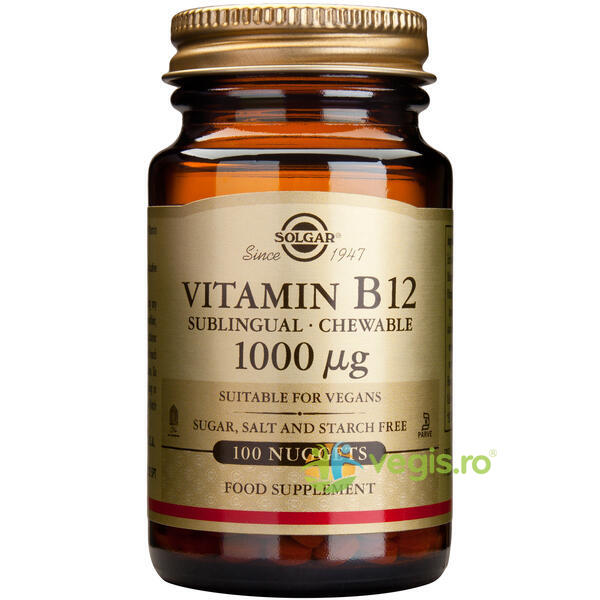 Vitamina B12 1000mcg 100tb (Cobalamina), SOLGAR, Vitamina B12, 1, Vegis.ro