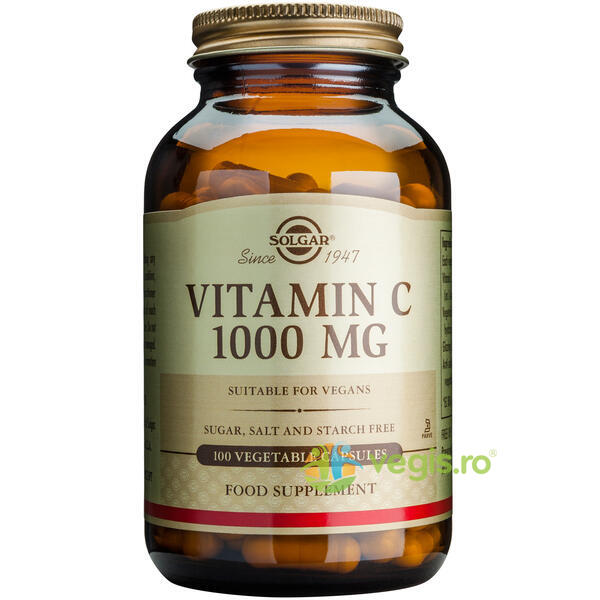 Vitamina C 1000mg 100cps, SOLGAR, Capsule, Comprimate, 1, Vegis.ro
