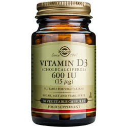 Vitamina D3 600 UI (Colecalciferol) (15 mcg) 60 capsule vegetale SOLGAR