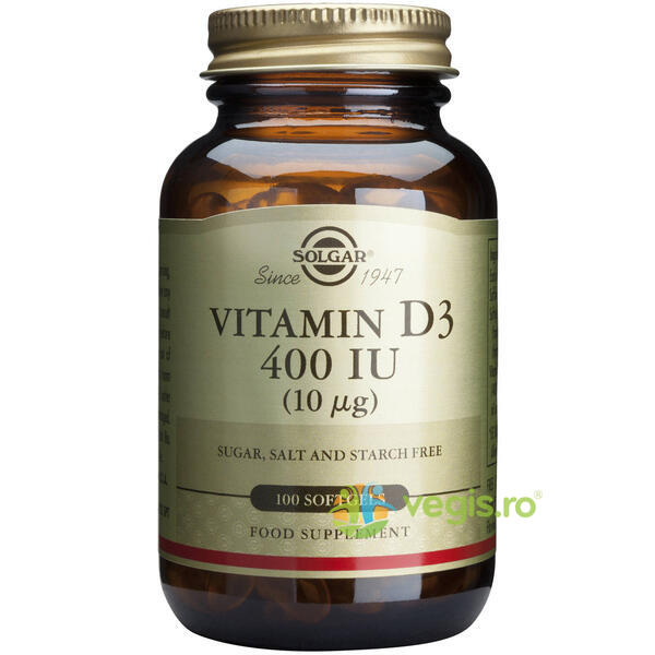 Vitamina D3 400iu 100cps Moi, SOLGAR, Capsule, Comprimate, 1, Vegis.ro