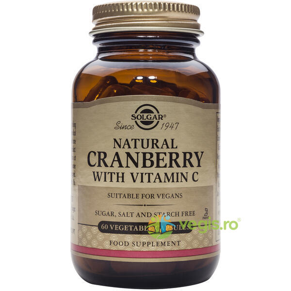 Cranberry Extract With Vit C 60cps (Merisoare naturale cu Vit C), SOLGAR, Capsule, Comprimate, 1, Vegis.ro