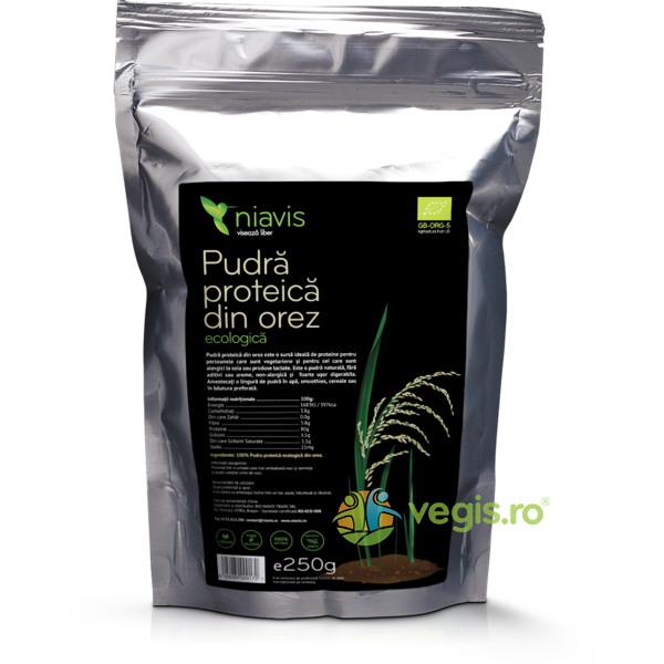 Pudra Proteica Din Orez Ecologica/BIO 250g, NIAVIS, Produse Vegane, 1, Vegis.ro