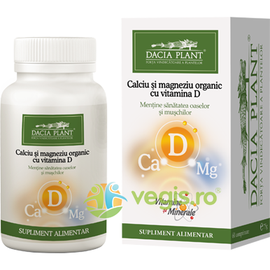 Calciu Si Magneziu Organic Cu Vitamina D 72cpr, DACIA PLANT, Capsule, Comprimate, 1, Vegis.ro