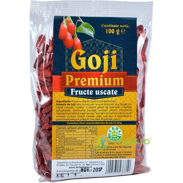 Goji Fructe Premium 100gr, HERBAVIT, Superalimente, 1, Vegis.ro