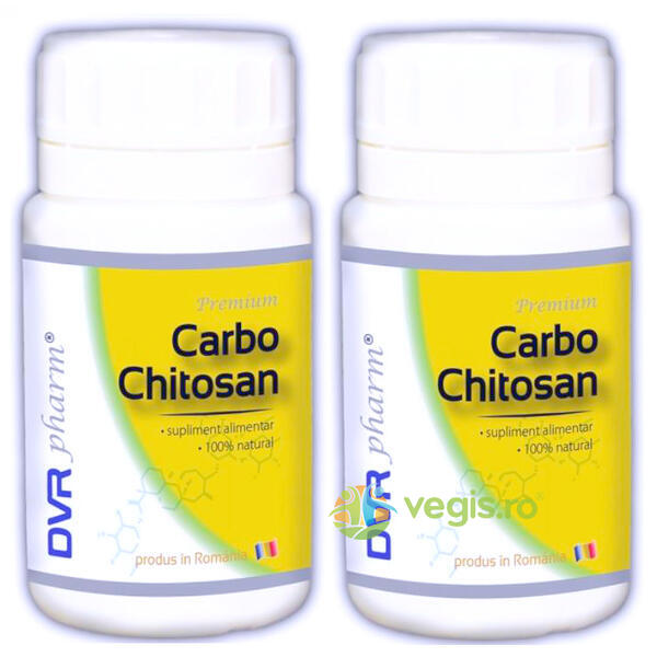 Pachet Carbochitosan 60cps 1+1 Gratis, DVR PHARM, Capsule, Comprimate, 2, Vegis.ro