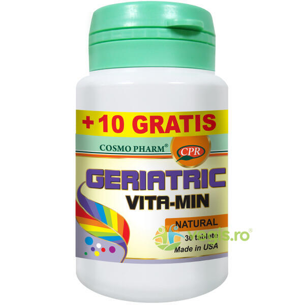 Geriatric Vita-Min 30cpr+10cpr Gratis, COSMOPHARM, Vitamine, Minerale & Multivitamine, 1, Vegis.ro