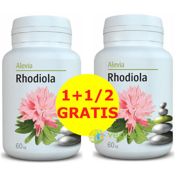 Rhodiola 60cpr 1 + al doilea la 50% (1+1/2 gratis), ALEVIA, Pachete 1+1, 1, Vegis.ro