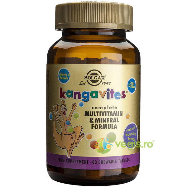 Kangavites Multivitamin & Mineral Formula Berry 60cps, SOLGAR, Mamici si copii, 1, Vegis.ro