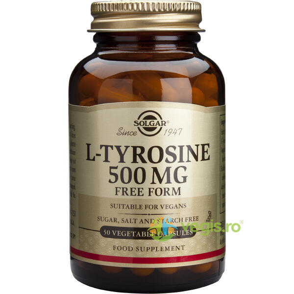 L-Tyrosine (L-tirozina) 500mg 50cps Vegetale, SOLGAR, Remedii Capsule, Comprimate, 1, Vegis.ro