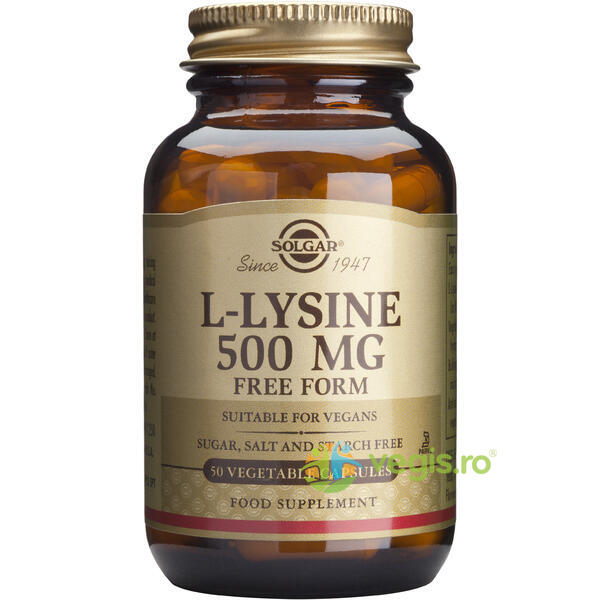 L-Lysine 500mg 50cps Vegetale, SOLGAR, Capsule, Comprimate, 2, Vegis.ro