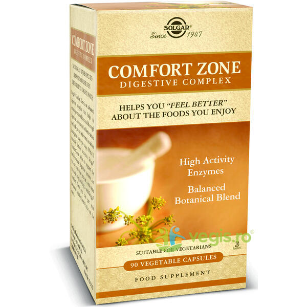 Comfort Zone Digestive Complex 90cps Vegetale, SOLGAR, Capsule, Comprimate, 1, Vegis.ro