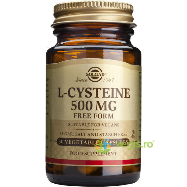 L-Cysteine (L-cisteina) 500mg 30cps Vegetale, SOLGAR, Remedii Capsule, Comprimate, 1, Vegis.ro