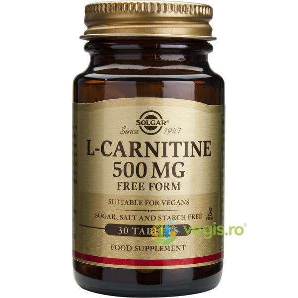 L-Carnitine (L-carnitina) 500mg 30cps, SOLGAR, Capsule, Comprimate, 1, Vegis.ro