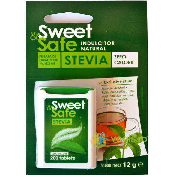 Indulcitor Natural Stevie Sweet&Safe 200 tablete, SLY NUTRITIA, Dulciuri & Indulcitori Naturali, 1, Vegis.ro