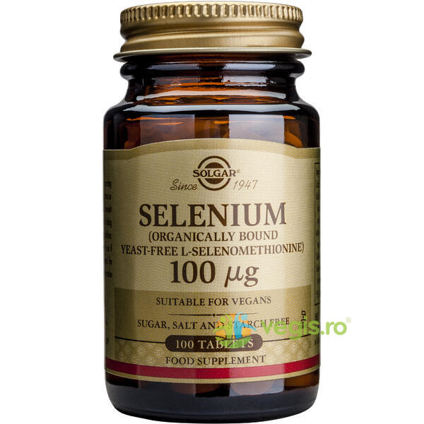 Selenium (Seleniu) 100ug 100tb, SOLGAR, Remedii Capsule, Comprimate, 1, Vegis.ro
