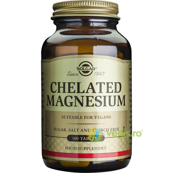 Chelated Magnesium 100mg 100tb (Chelat de Magneziu), SOLGAR, Remedii Capsule, Comprimate, 1, Vegis.ro