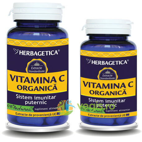 Vitamina C Organica 60cps+10cps Pachet 1+1 Promo, HERBAGETICA, Pachete 1+1, 1, Vegis.ro
