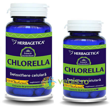 Chlorella 60cps+10cps Pachet 1+1 Promo, HERBAGETICA, Pachete 1+1, 1, Vegis.ro