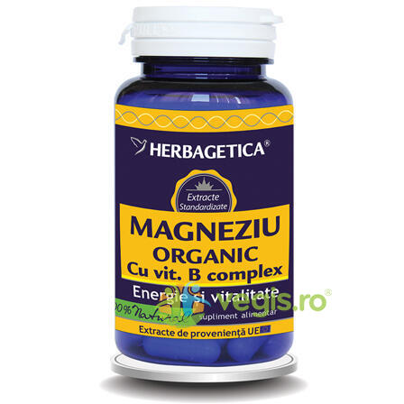 Magneziu Organic Cu B-Complex 60cps, HERBAGETICA, Remedii Capsule, Comprimate, 1, Vegis.ro