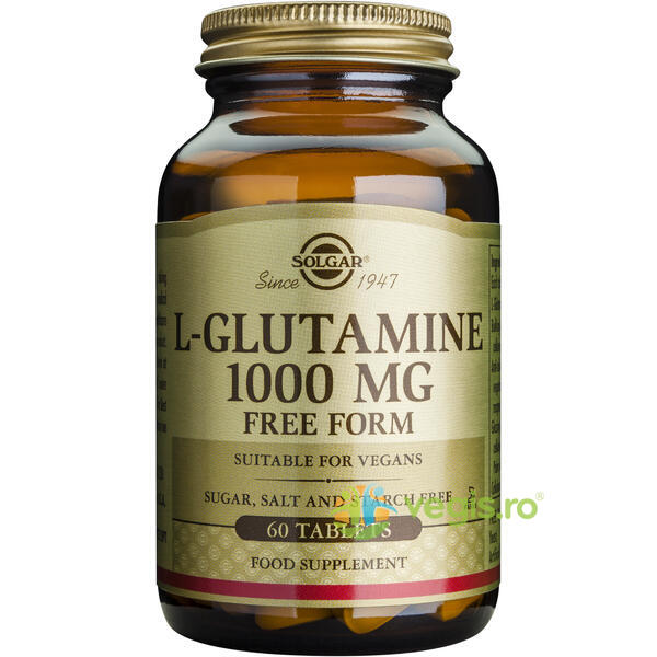 L-Glutamine 1000mg 60tb, SOLGAR, Capsule, Comprimate, 1, Vegis.ro