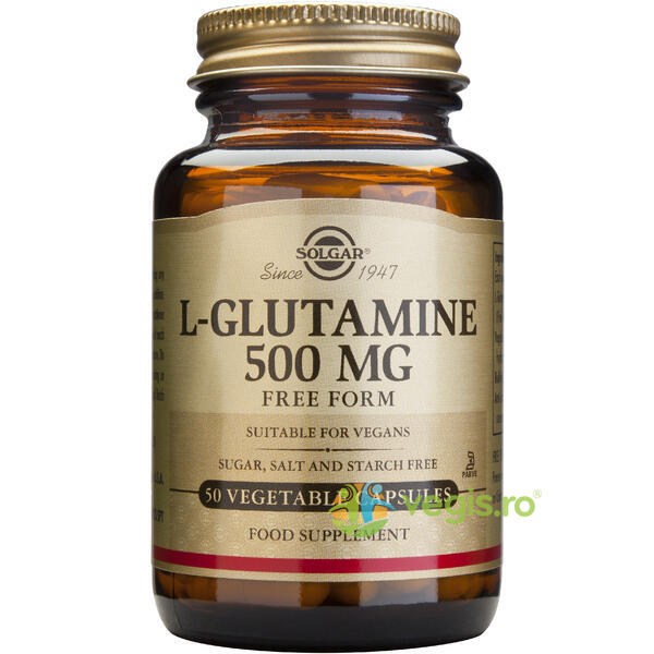L-Glutamine 500mg 50cps Vegetale, SOLGAR, Capsule, Comprimate, 1, Vegis.ro