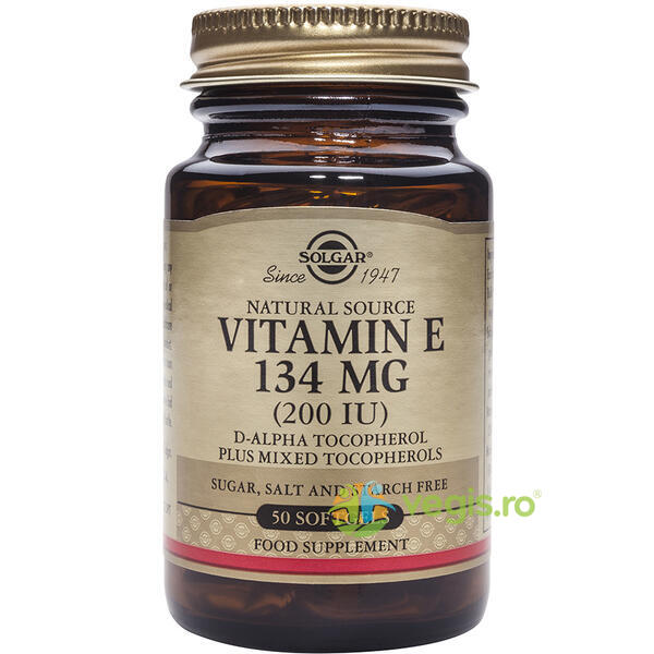 Vitamina E 200iu 134mg 50cps Vegetale, SOLGAR, Capsule, Comprimate, 1, Vegis.ro