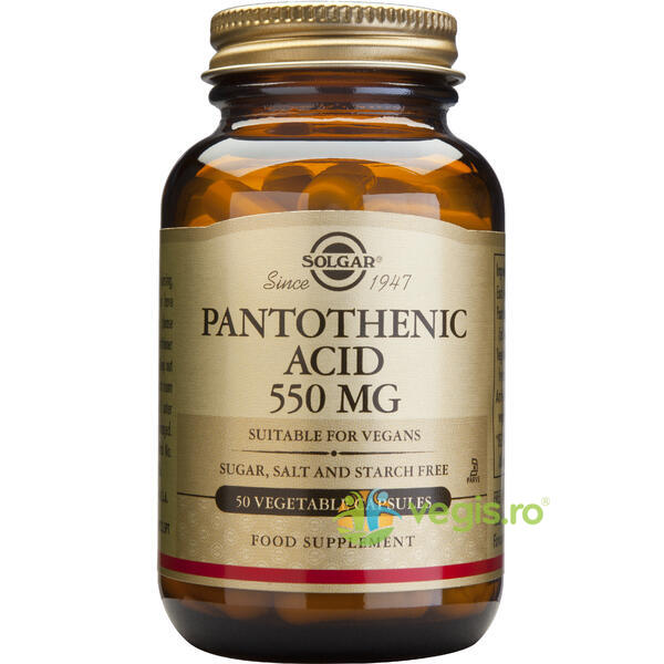 Pantothenic Acid (Acid pantotenic sau Vitamina B5) 550mg 50 cps veg, SOLGAR, Remedii Capsule, Comprimate, 1, Vegis.ro