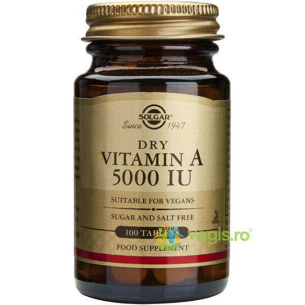 Vitamina A 5000iu 100tb, SOLGAR, Capsule, Comprimate, 1, Vegis.ro
