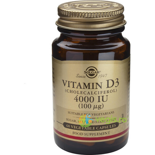 Vitamina D3 4000iu 60 caps veg, SOLGAR, Capsule, Comprimate, 1, Vegis.ro