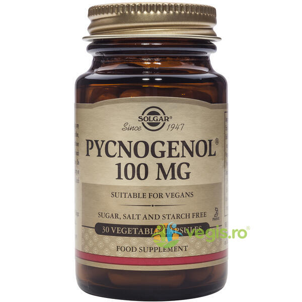 Pycnogenol 100mg 30cps Vegetale, SOLGAR, Capsule, Comprimate, 1, Vegis.ro