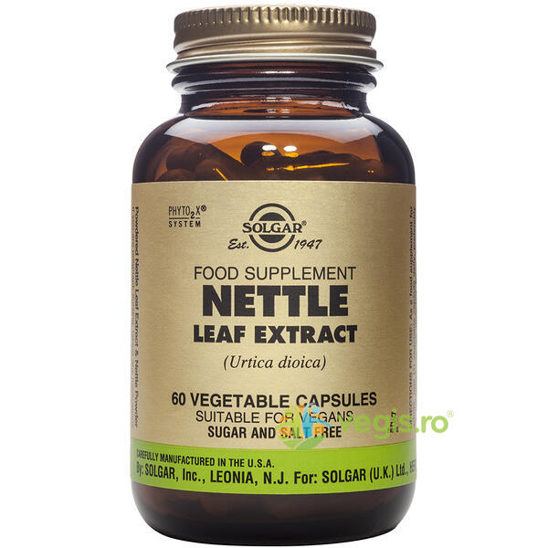 Nettle Leaf (Urzica) Extract 60cps Vegetale, SOLGAR, Capsule, Comprimate, 1, Vegis.ro