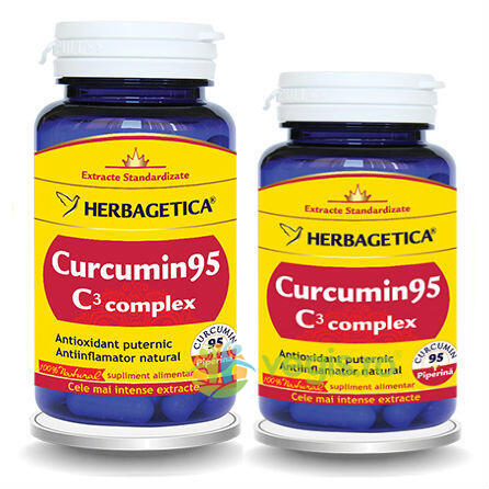 Curcumin 95 C3 Complex 60cps+30cps Pachet 1+1 Promo, HERBAGETICA, Capsule, Comprimate, 1, Vegis.ro