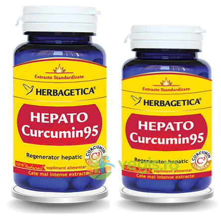 Pachet Hepato Curcumin 95 60cps+30cps, HERBAGETICA, Capsule, Comprimate, 1, Vegis.ro