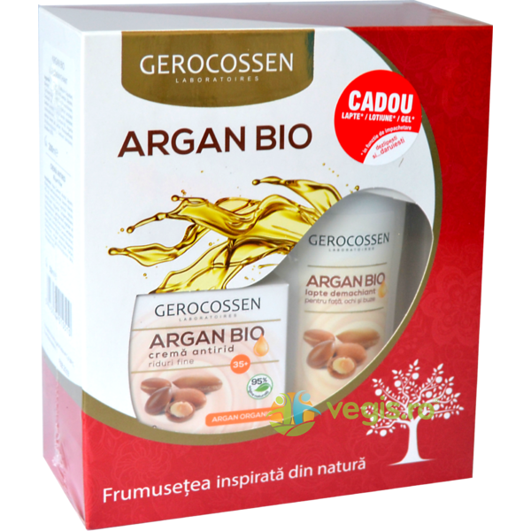 Set Argan Bio (Crema riduri fine 35+ 50ml + Lapte demachiant 200ml), GEROCOSSEN, Pachete Cosmetice, 2, Vegis.ro