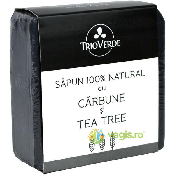 Sapun Natural Cu Carbune Si Tea Tree 110Gr, TRIO VERDE, Sapunuri, Gel dus, 2, Vegis.ro