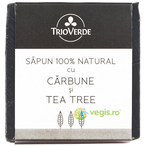 Sapun Natural Cu Carbune Si Tea Tree 110Gr, TRIO VERDE, Sapunuri, Gel dus, 2, Vegis.ro