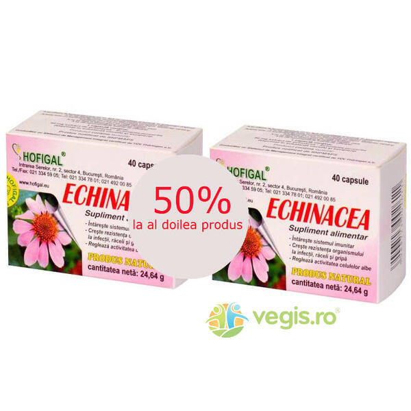 Echinaceea 40Cps 1+1-50% Gratis, HOFIGAL, Capsule, Comprimate, 1, Vegis.ro