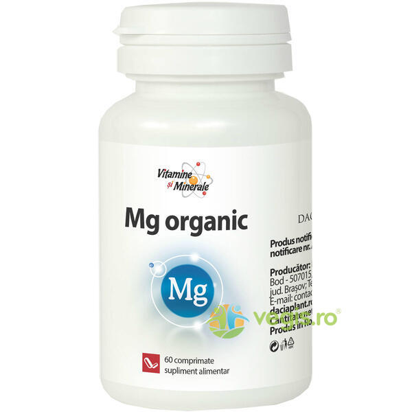 Magneziu Organic 60Cpr, DACIA PLANT, Vitamine, Minerale & Multivitamine, 1, Vegis.ro