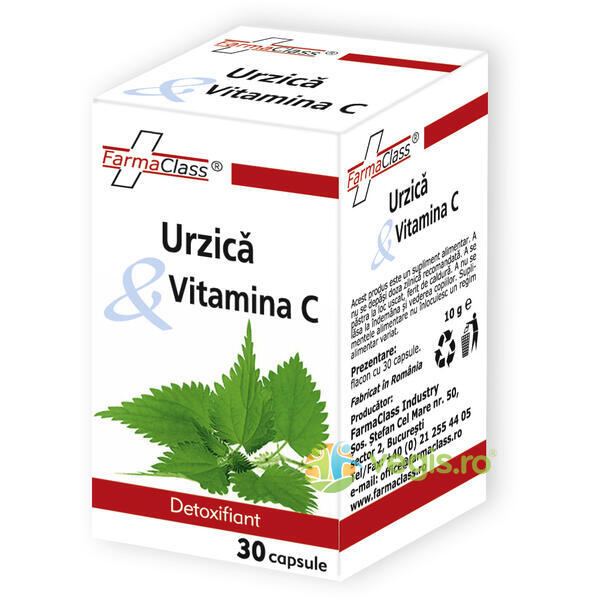 Urzica si Vitamina C 30cps, FARMACLASS, Capsule, Comprimate, 1, Vegis.ro