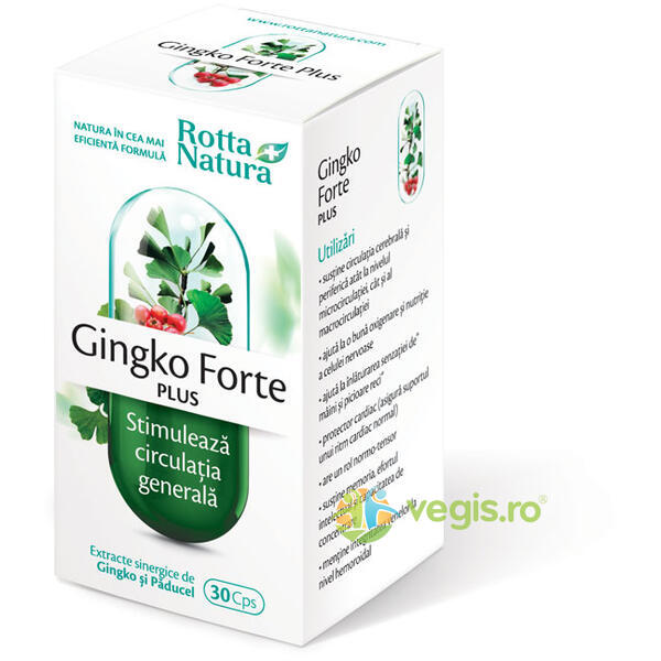 Gingko Forte Plus 30cps, ROTTA NATURA, Capsule, Comprimate, 1, Vegis.ro