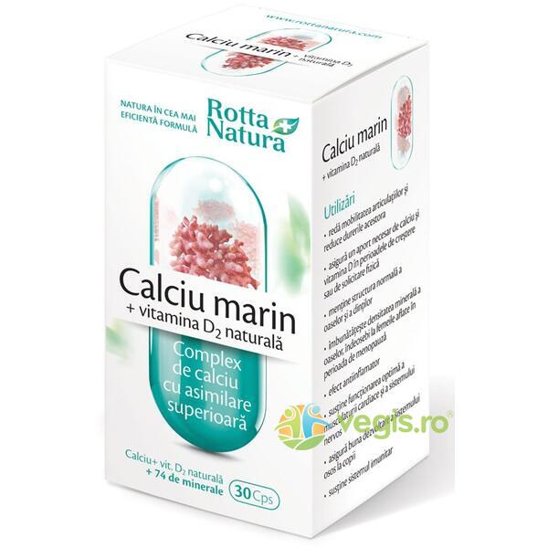Calciu marin + Vitamina D2 30cps, ROTTA NATURA, Capsule, Comprimate, 1, Vegis.ro