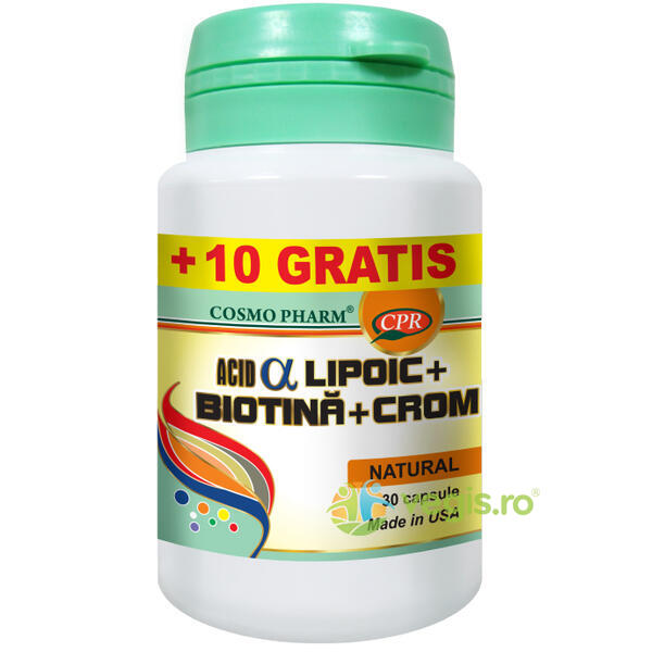 Acid Alfa Lipoic Biotina & Crom 30cps+10cps Gratis, COSMOPHARM, Capsule, Comprimate, 1, Vegis.ro