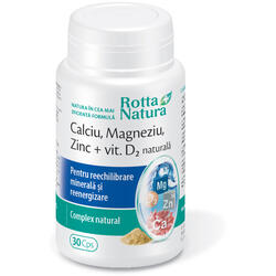 Calciu Magneziu Zinc + Vitamina D2 Naturala 30cps ROTTA NATURA