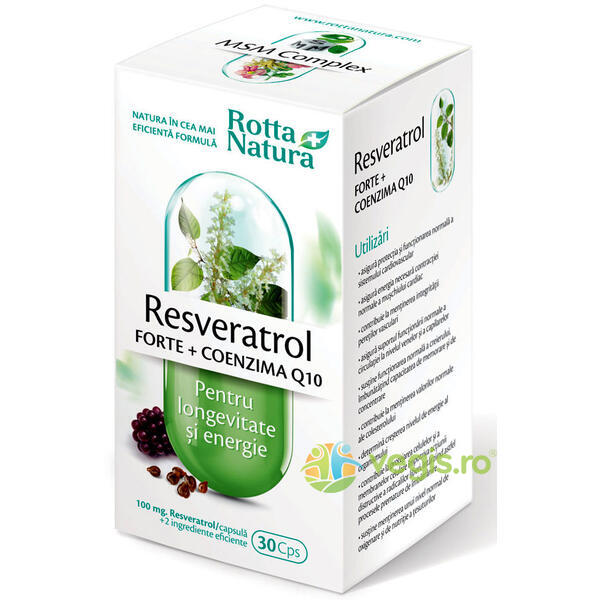 Resveratrol Forte + Coenzima Q10 30cps, ROTTA NATURA, Capsule, Comprimate, 1, Vegis.ro